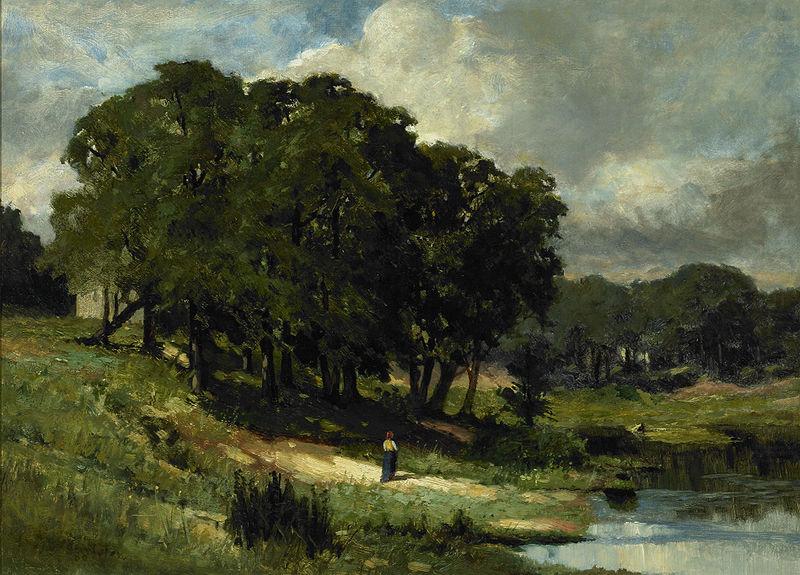 Woman Standing Near a Pond, unknow artist